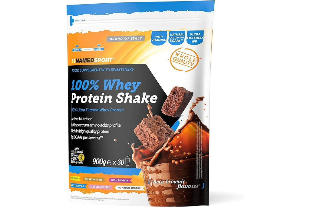 NAMEDSPORT Salute e bellezza 900 g (Confezione da 1) Named Sport 100% Whey Protein Shake Choco-Brownie - 900 Gr