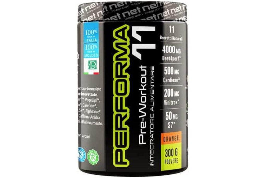 NET INTEGRATORI PERFORMA 11 energia immediata e concentrazione ORANGE 300g - Proteika SRLNet Integratori