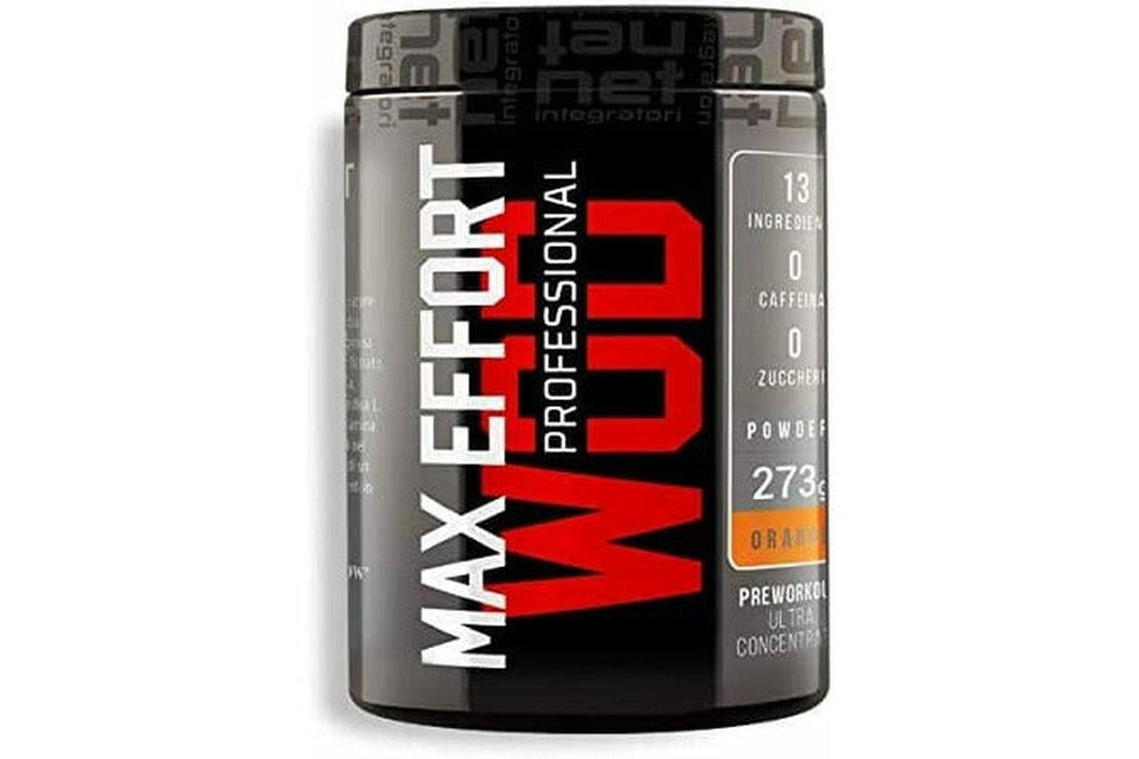 NET Salute e bellezza Max Effort WOD Professional 273 g. gusto Orange Ultra Concentrato, 13 Ingredienti, 0 Caffeina, 0 Zuccheri
